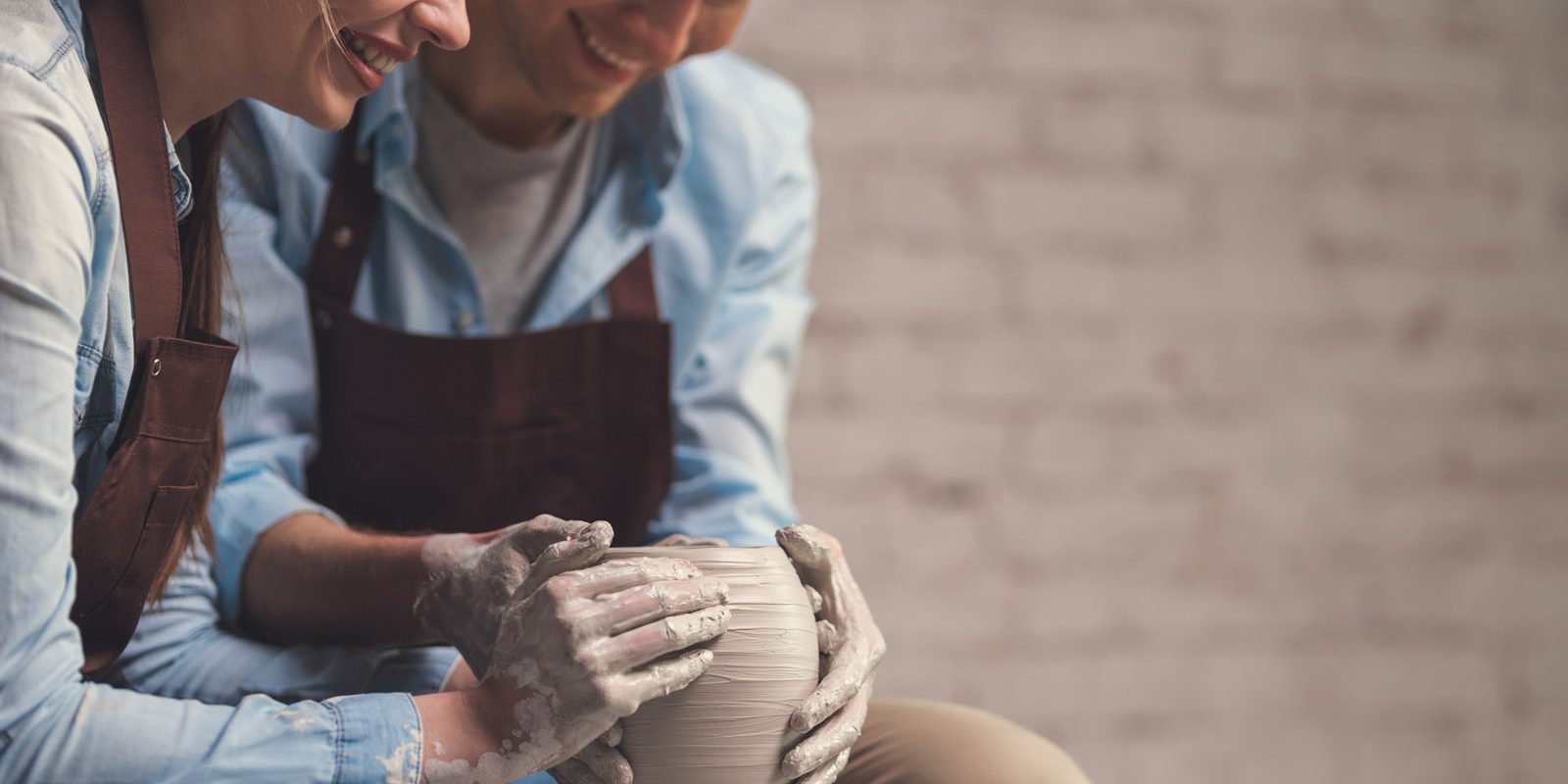 Young couple at artwork